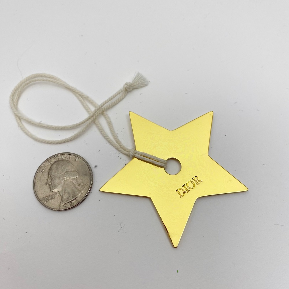 Christian Dior Gold Tone Star Logo Engraved Bag Charm Ornament Pendant Lucky